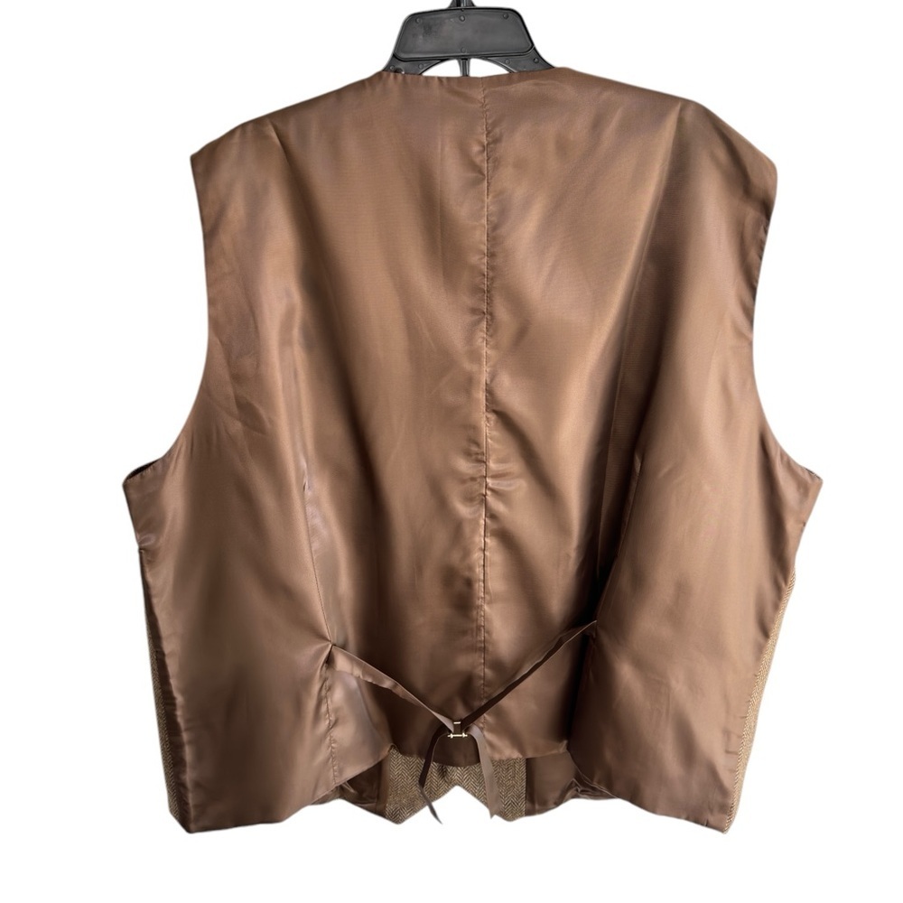 Paul Jones Wool Blend Brown Tweed Herringbone Waistcoat Vest 3XL Classic Preppy - Picture 4 of 12